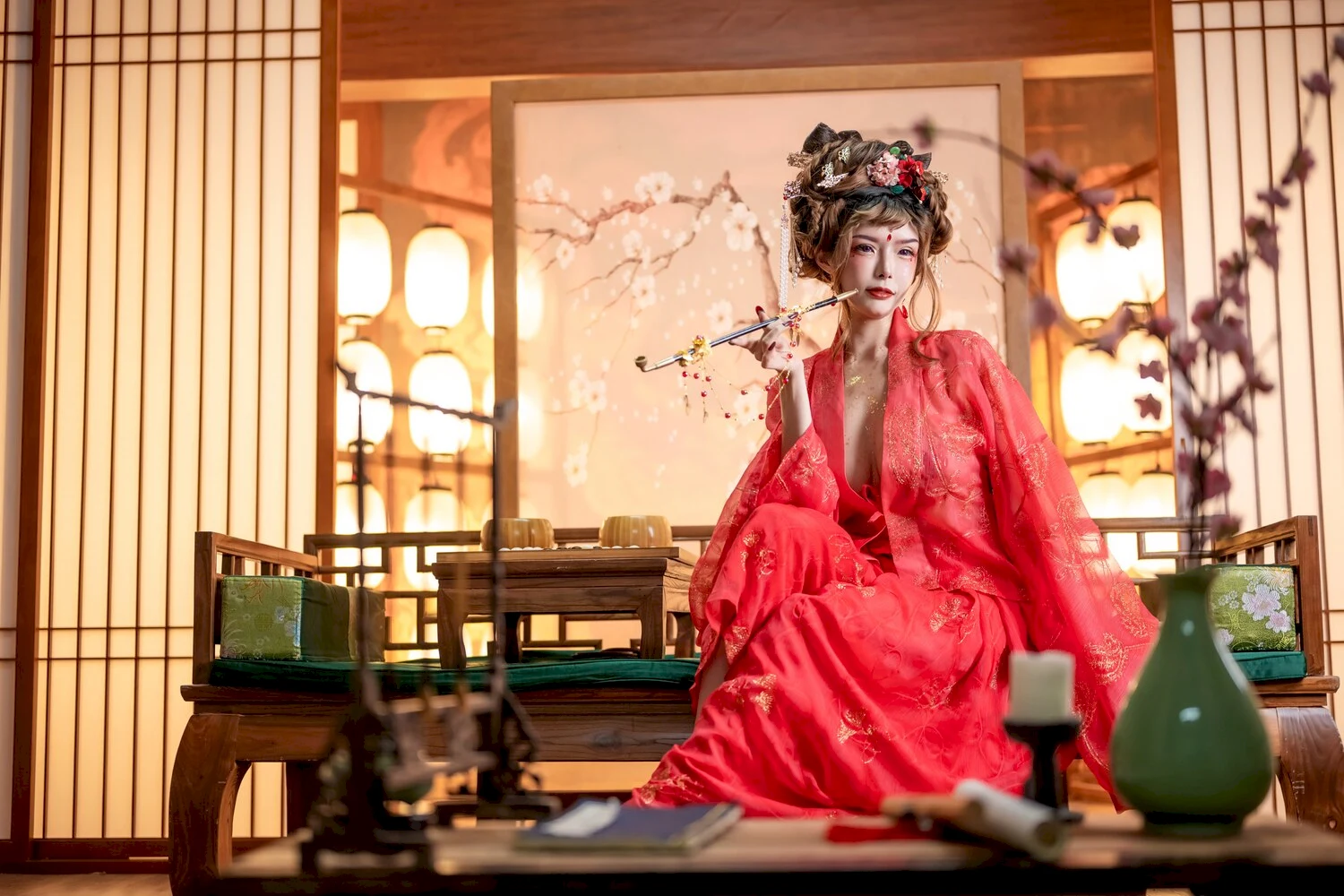 秋和柯基写真图片 性感美少女网红模特